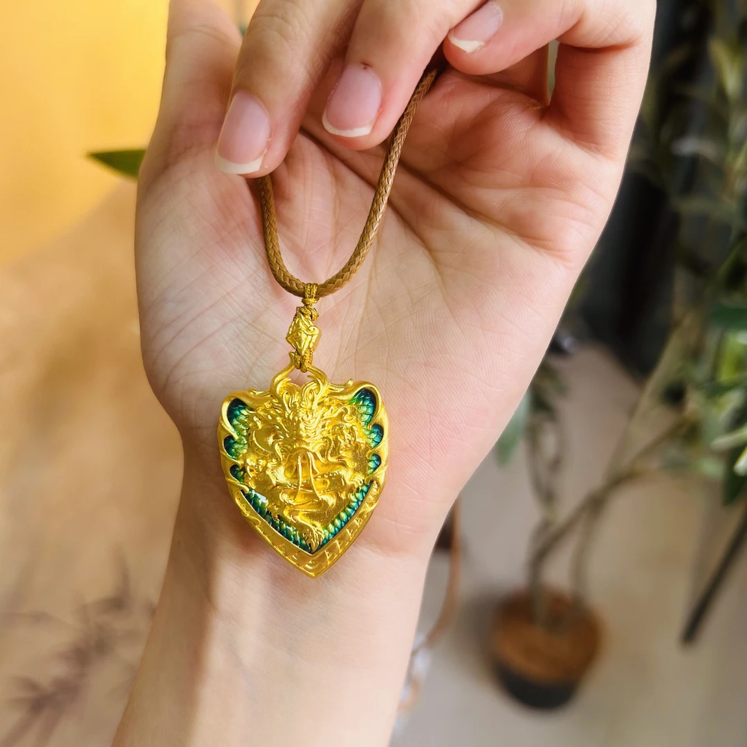 【传承】六桂福古法黄金传承飞龙在天足金吊坠P02GSGH06927