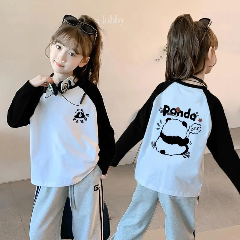 儿童纯棉长袖t恤春秋洋气外穿拼接上衣中小童宝宝卡通百搭打底衫