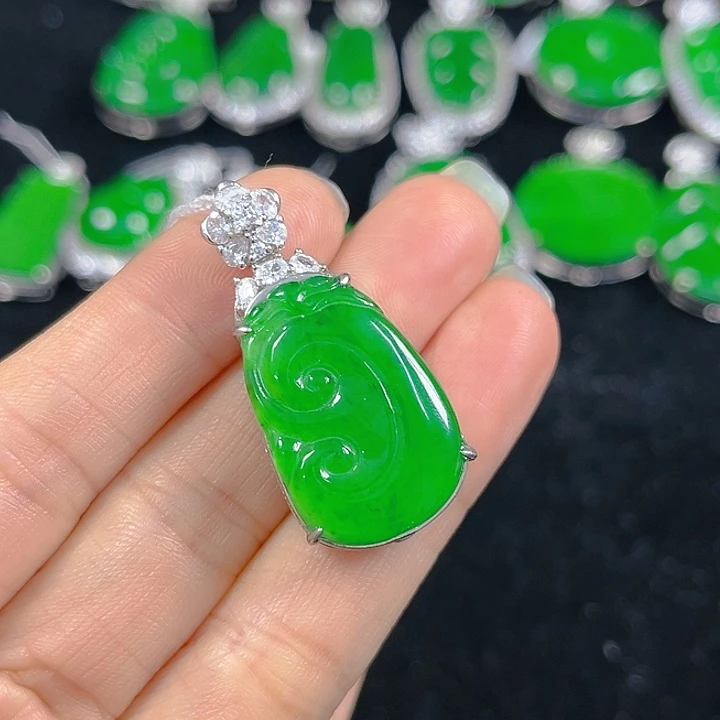 翡翠银S925镶嵌吊坠(不含链)