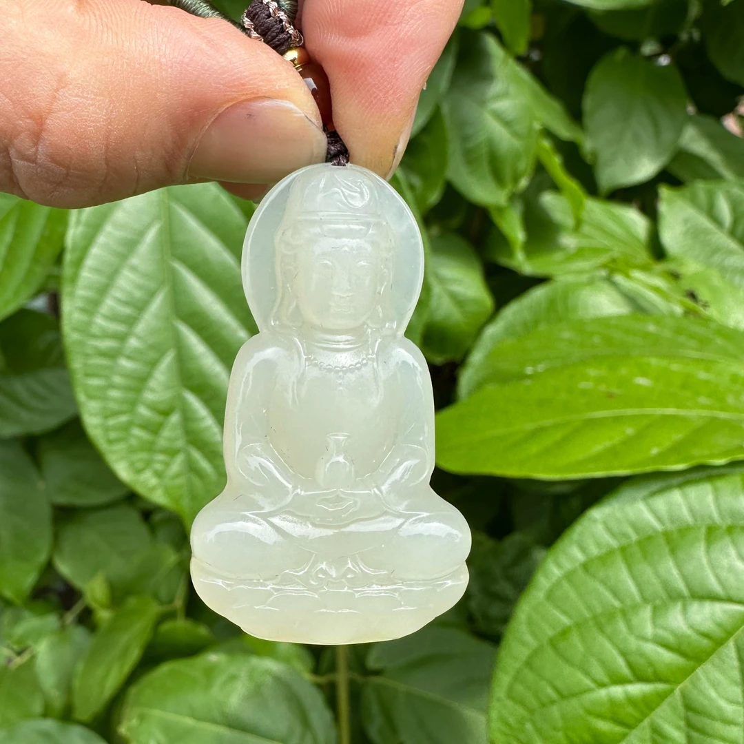 羊脂白玉观音尺寸46×26厚9高冰透细润由