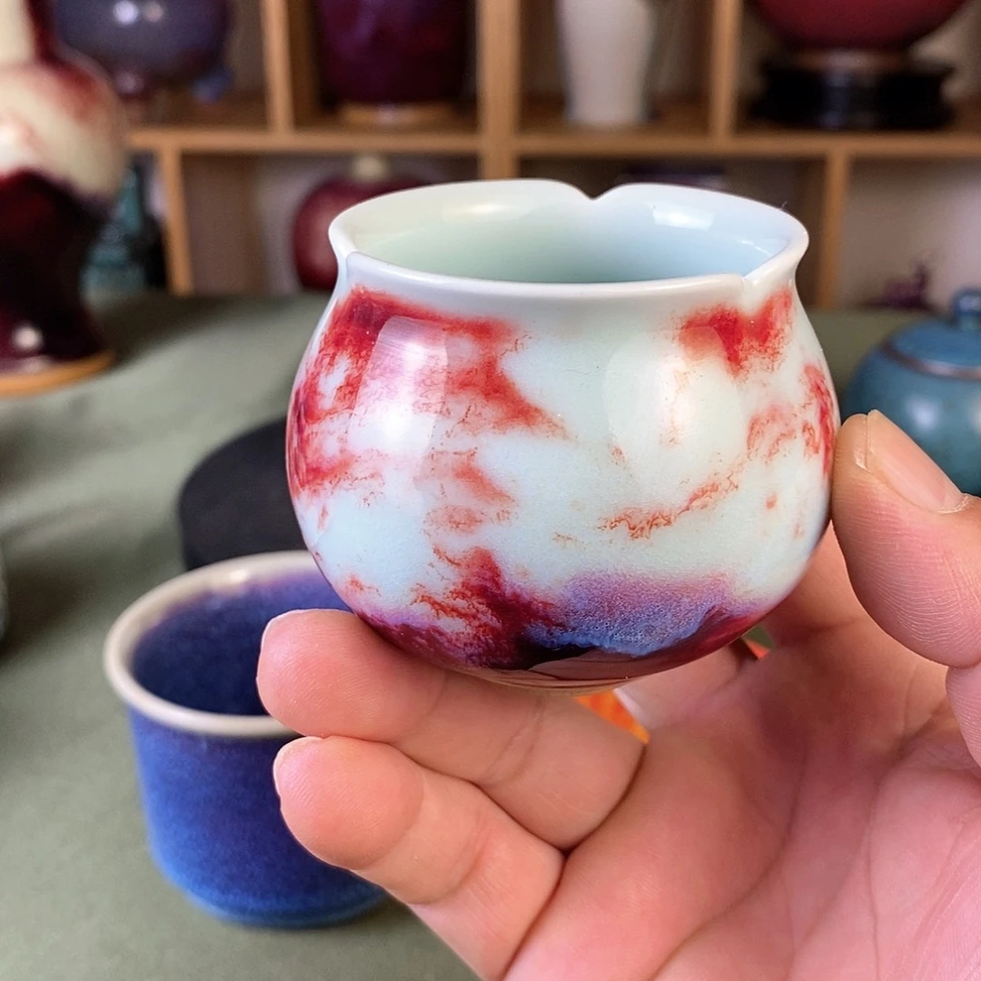 陶瓷福袋杯，玉石釉