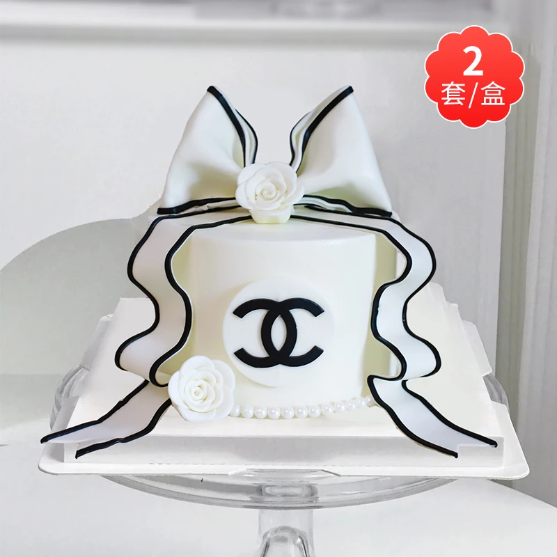 翻糖蝴蝶结蛋糕装饰摆件山茶花网红七夕情人节女神小香风生日插件