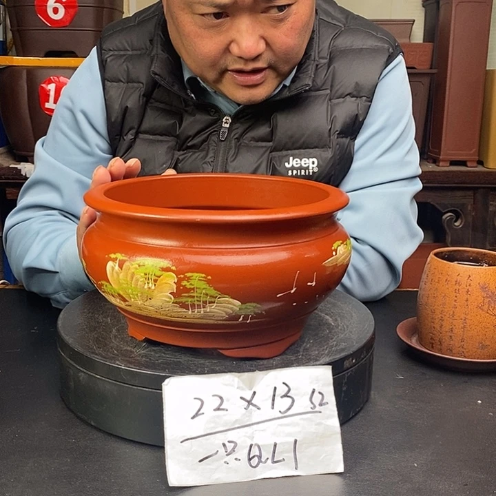 紫砂花盆货号一只QL1