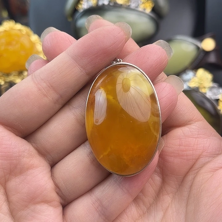 琥珀银S925镶嵌裸石