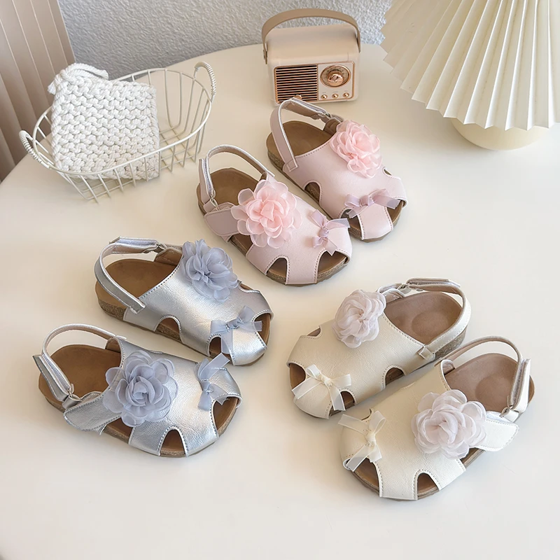 洋气单鞋公主镂空女孩包头凉鞋防滑童鞋女童鱼嘴夏季平底沙滩鞋潮