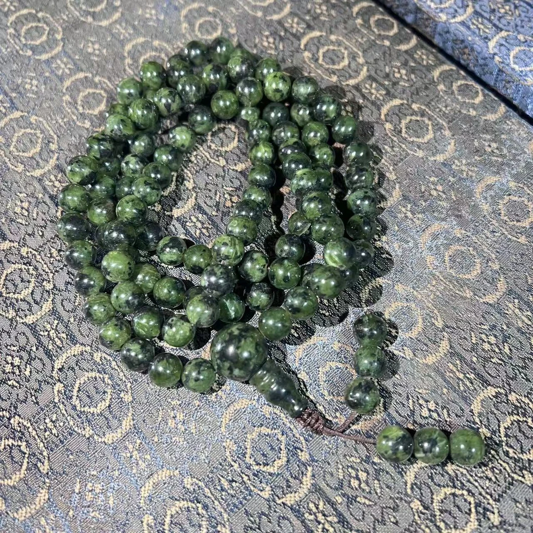 非金属棉绳项链 翠翠家西藏藏玉药王石项链108颗