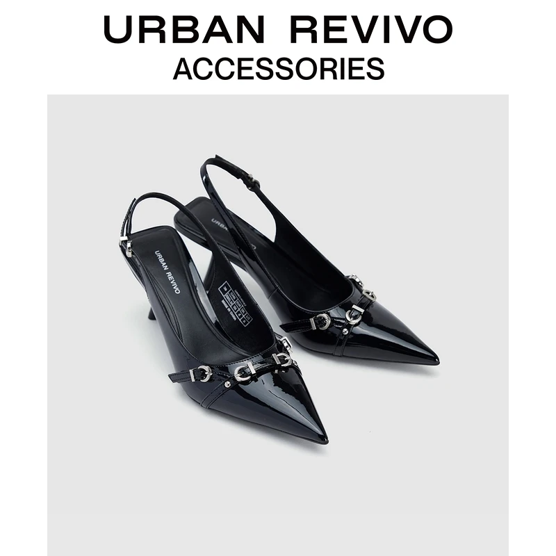 URBAN REVIVO2025秋季新款女士气质尖头小猫跟空鞋UAWS50095