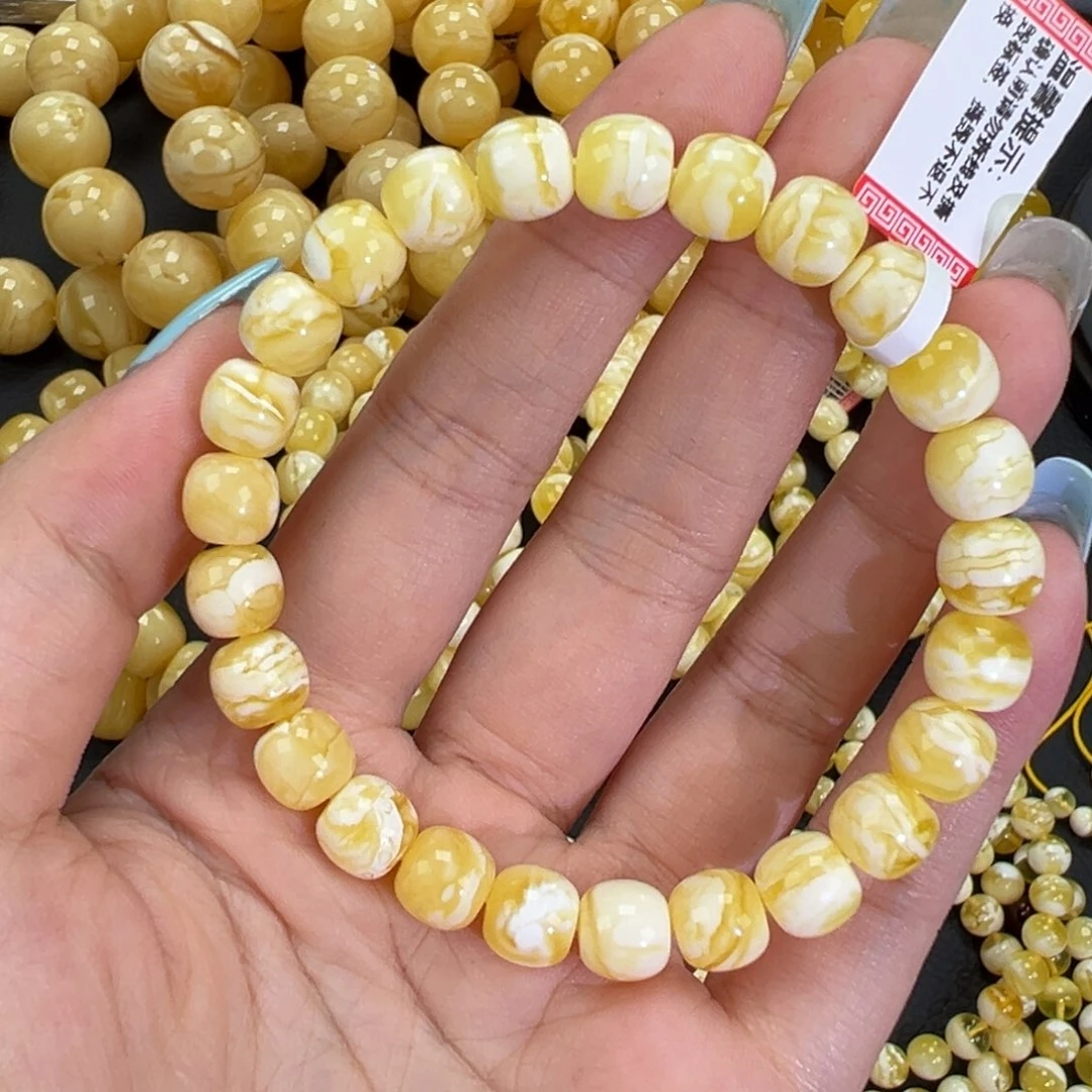 琥珀未镶嵌手链金瓷白虎皮