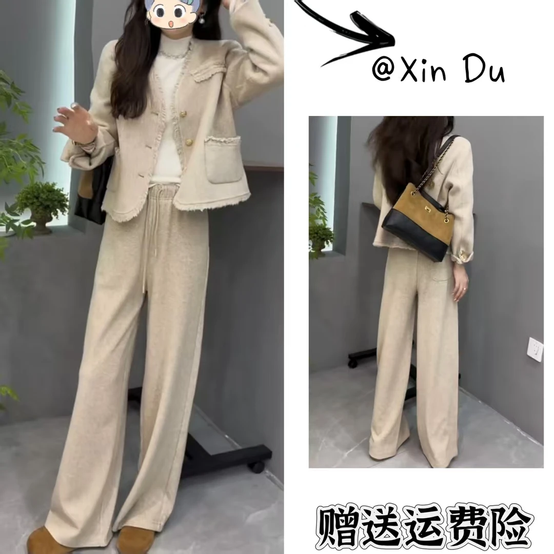 2025秋季新款时尚显瘦气质女士网红洋气两件套百搭款D23630