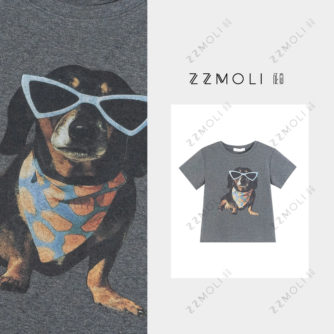 ZZMOLI“cool狗”时尚新款印花T恤女款ins休闲洋气短袖上衣ZBY57195