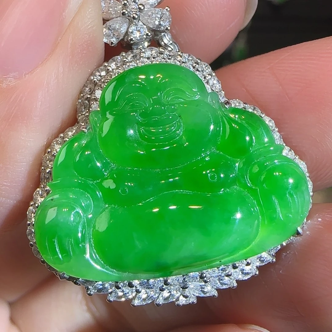 翡翠18K金镶嵌吊坠(赠链)