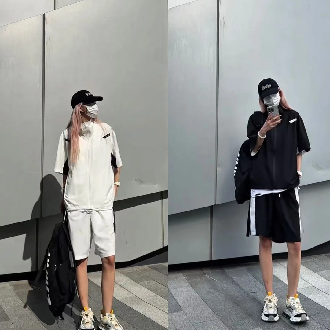 【2件套装+男女同款】夏季薄款男短裤短袖休闲运动套装情侣跑步速干