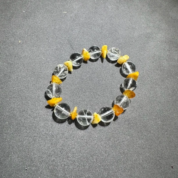 【黑胖珠宝】H0128白水晶手链多样性发其一