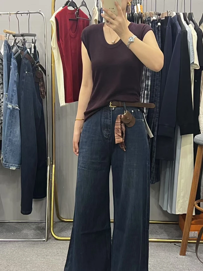 法式U领显瘦薄针织衫女修身气质纯色百搭洋气休闲打底衫上衣