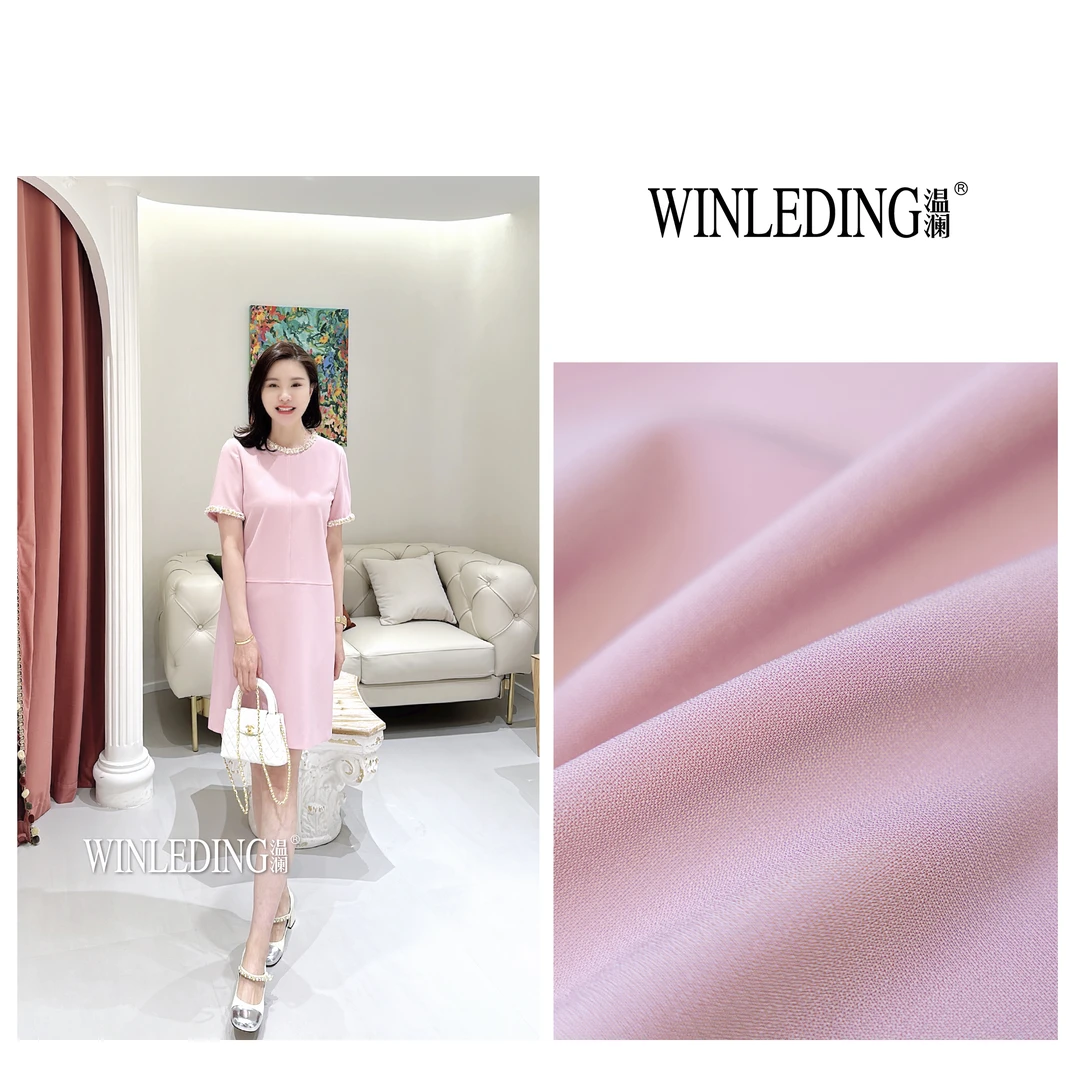 温澜服饰·雅“墨未央”圆领袖口钉珠连衣裙50330