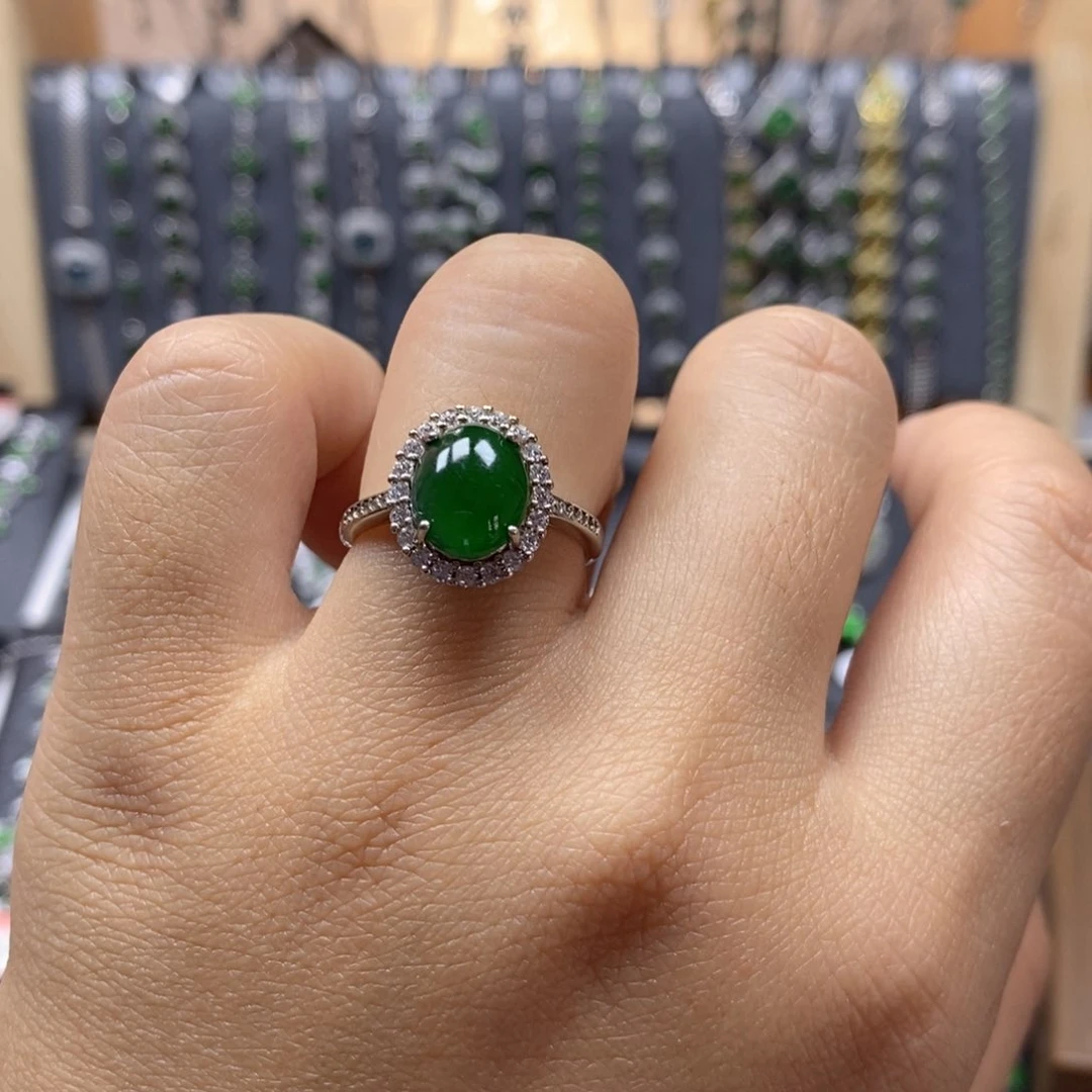 翡翠颈饰银S925镶嵌9.7×8.0