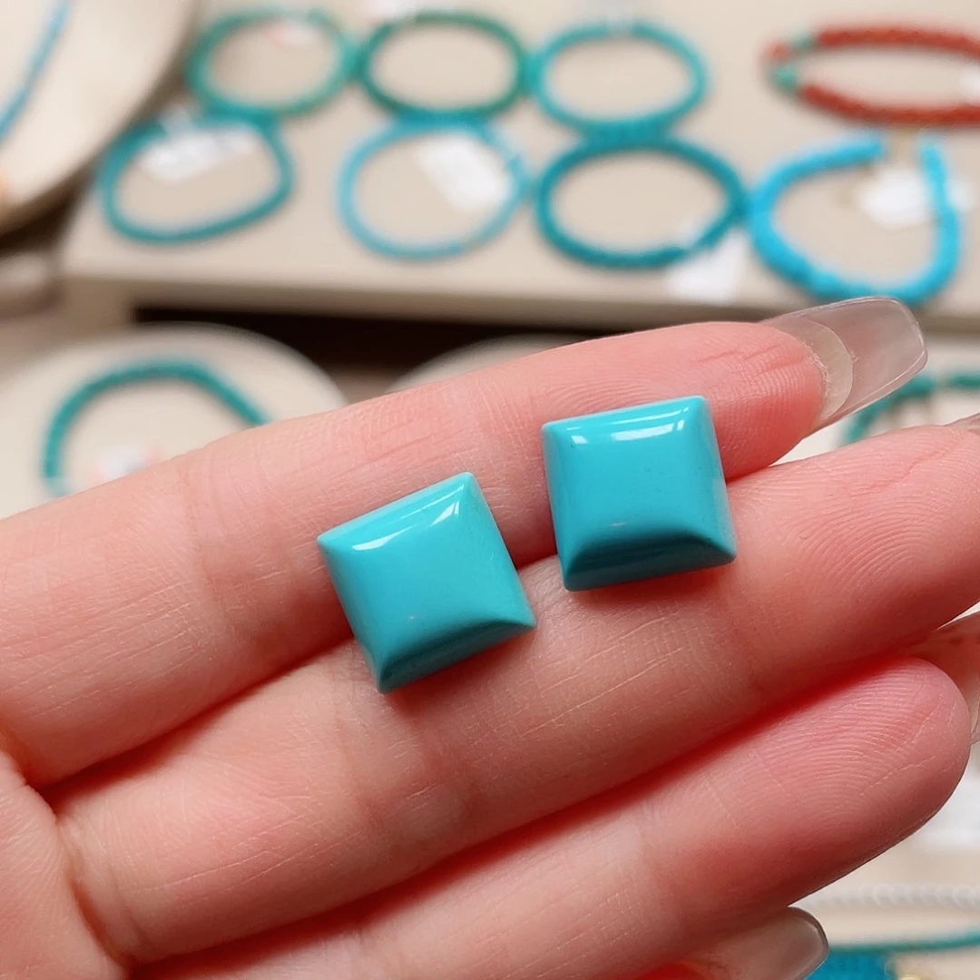 银S925镶嵌绿松石耳钉