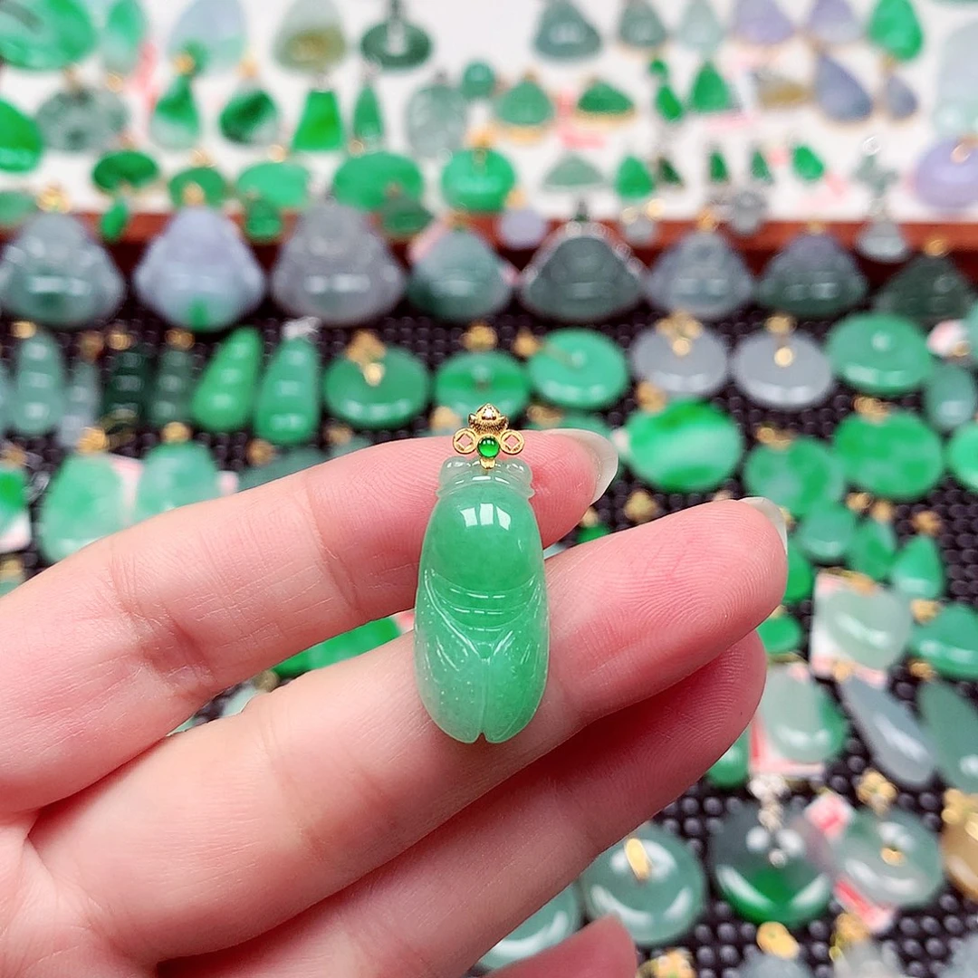 翡翠18K金镶嵌吊坠(不含链)