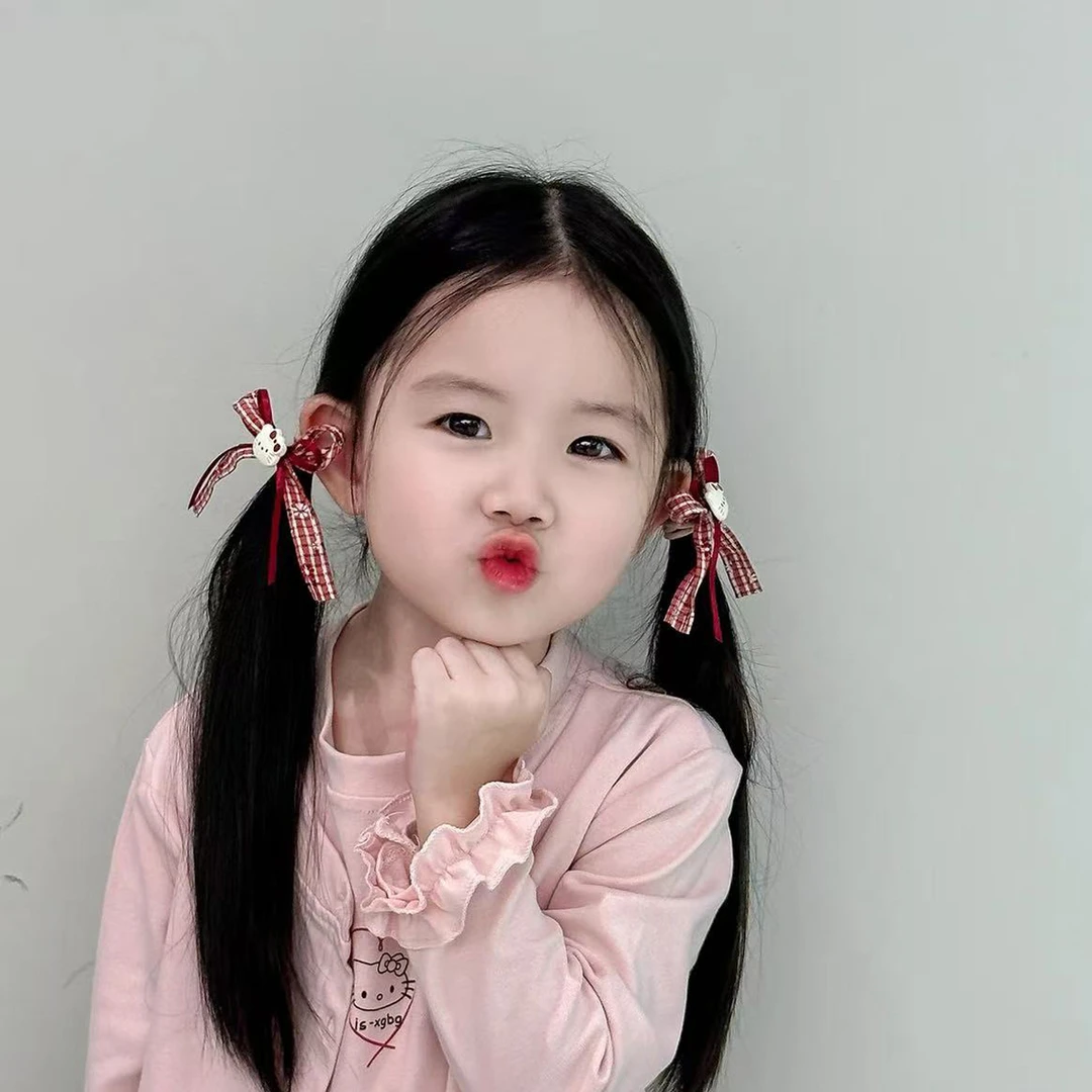 A-9909（满10米飞）t 1对粉猫蝴蝶结头绳儿童马尾麻花皮筋  发圈