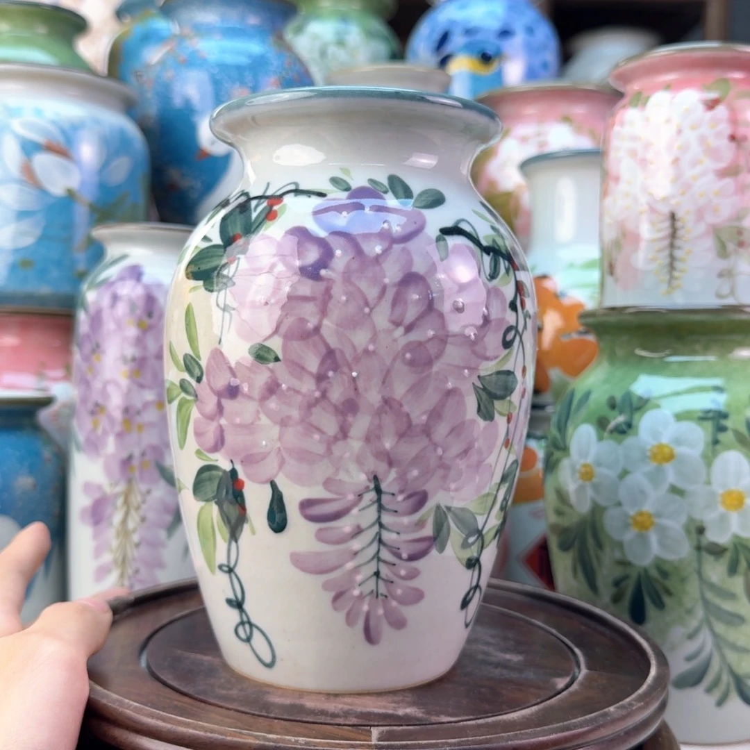 景德镇陶瓷手绘花瓶无孔