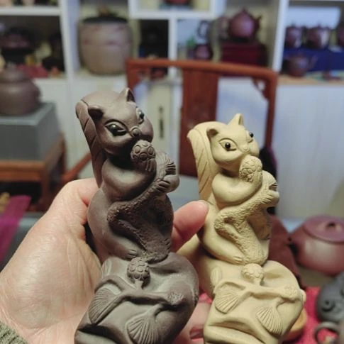 紫砂茶壶G***y松鼠一对手工制作