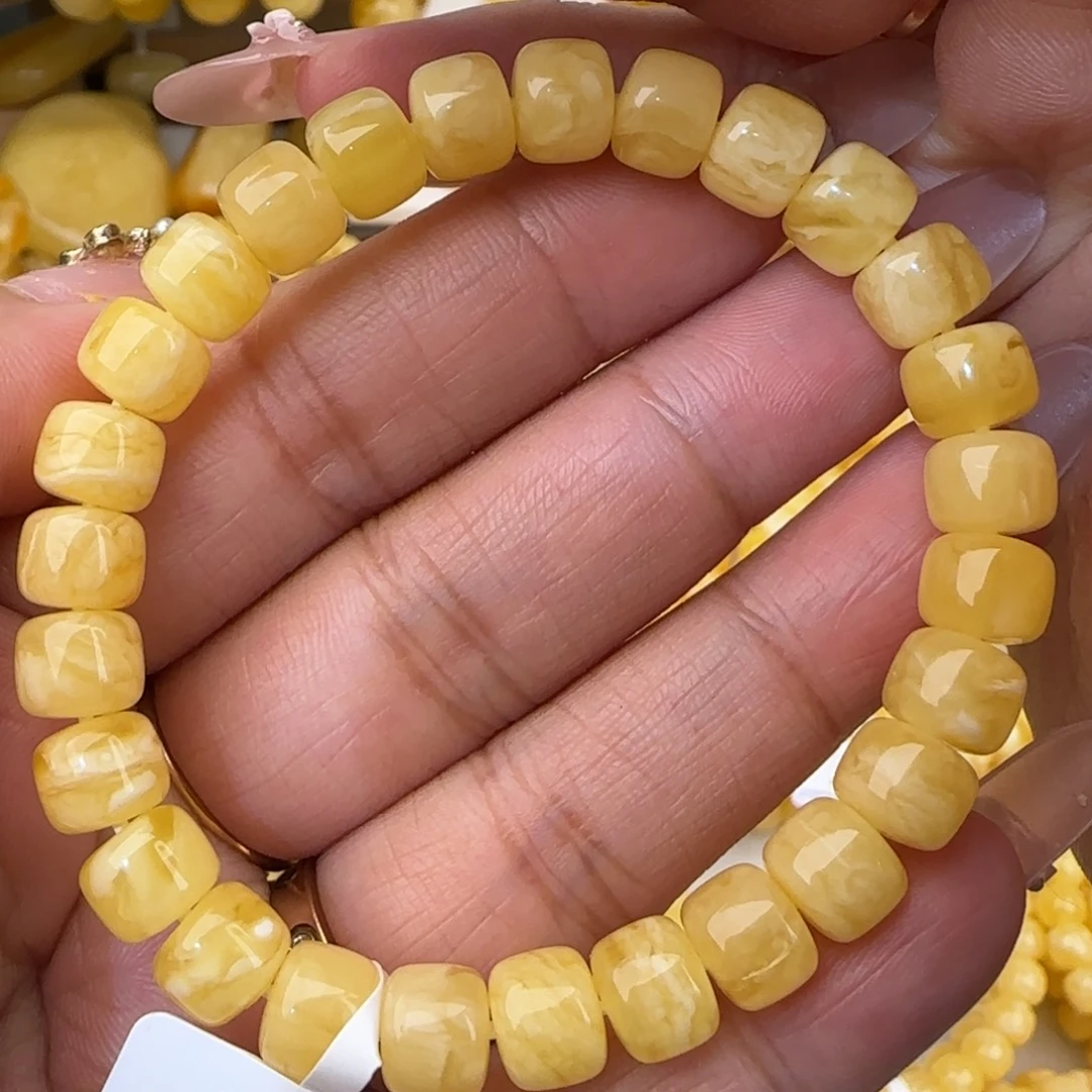 蜜蜡未镶嵌手串白花妖花老型手串