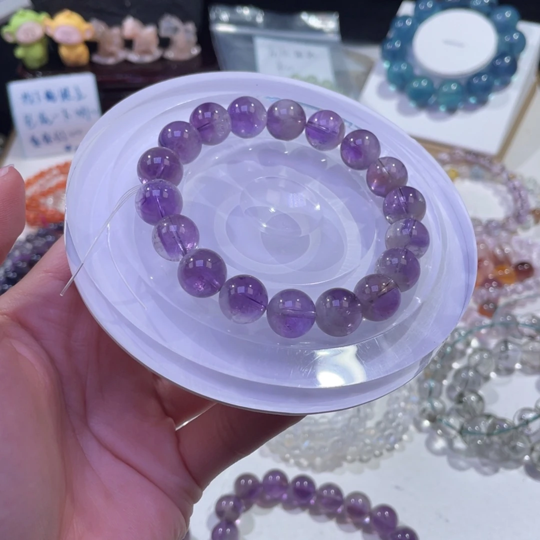 未镶嵌手链水晶浓郁小半盆紫兔毛11mm