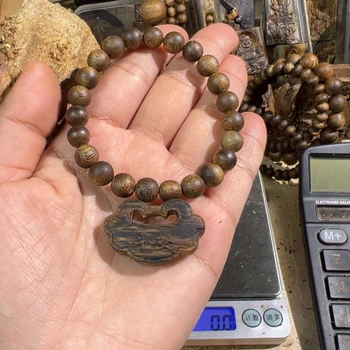 沉香手串旭**?白棋楠沉香单圈手串