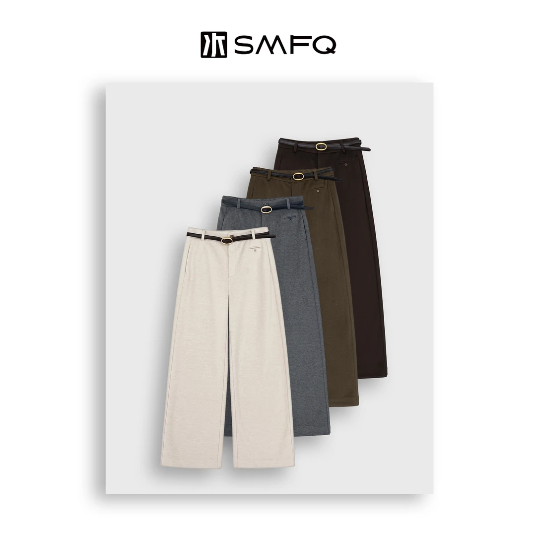 水木夫妻  超细支山羊绒超软糯感显瘦阔腿裤直筒裤