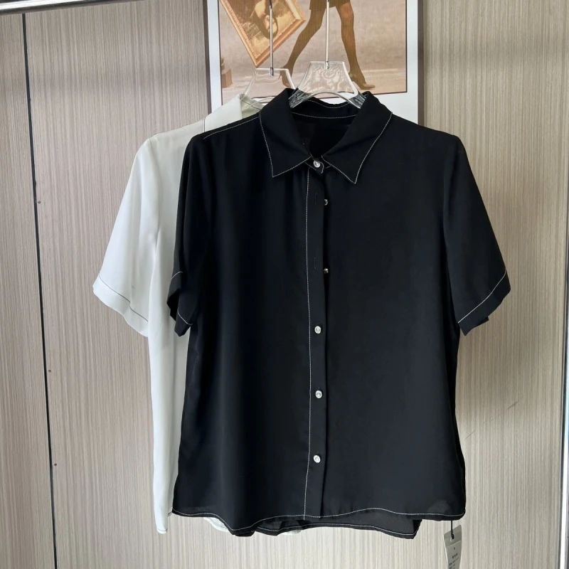 53312撤柜mc新款短袖夏季衬衫面试气质衬衣工作服职业装正装上衣