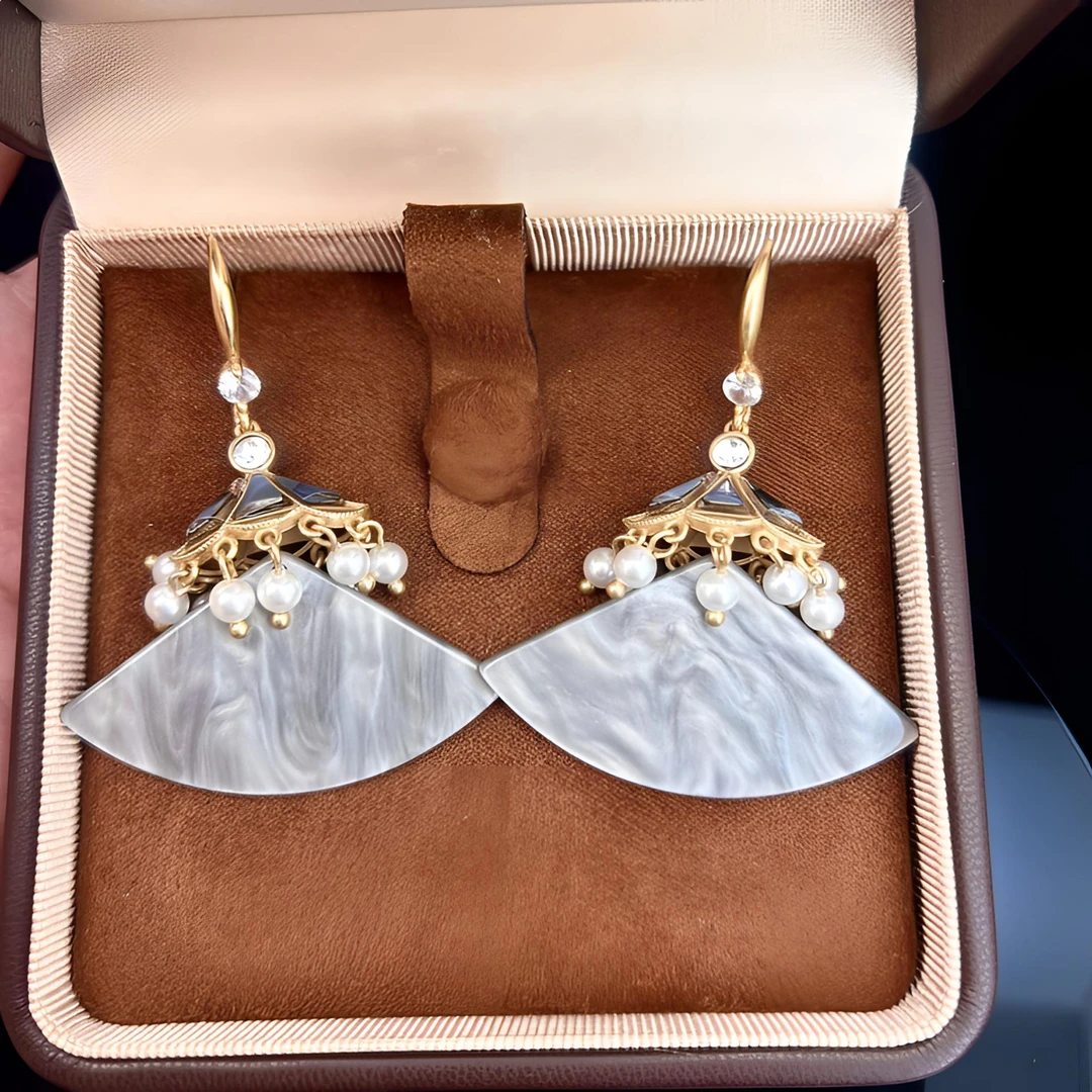 铜合金锆石耳饰 复古时尚设计师拼色星河渡古风耳饰