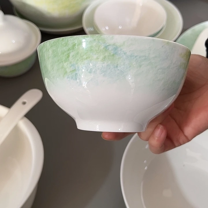 瓷片微瑕骨瓷碗两只装星河