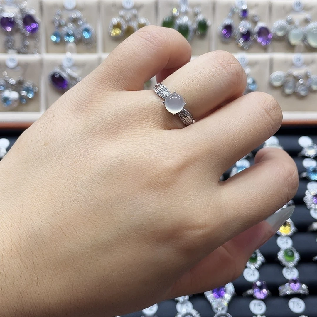 蛇纹石玉银S925镶嵌戒指