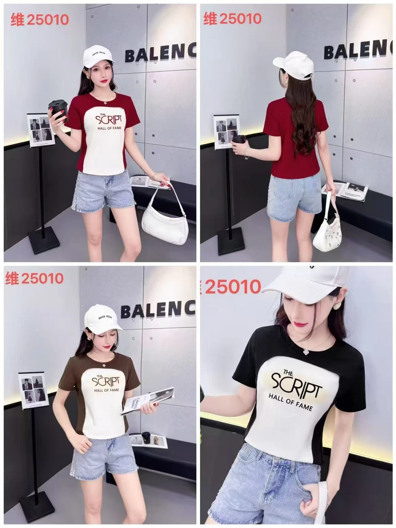 新款假两件显瘦时尚休闲上衣25010