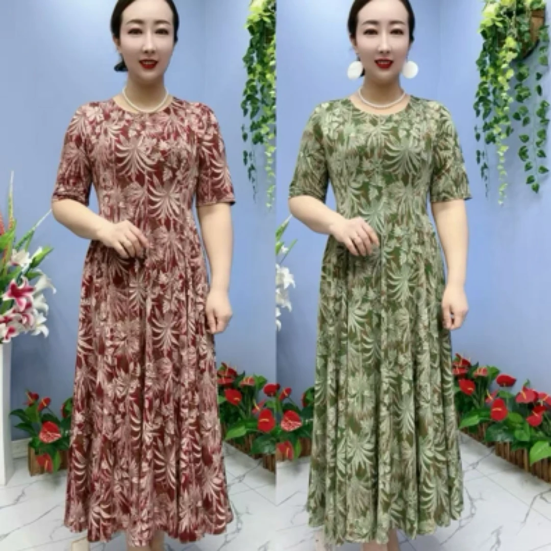 6210款气质碎花时尚中长款女士连衣裙