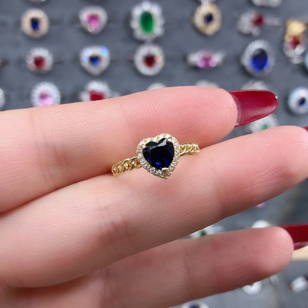 925银培育皇家蓝色宝石008