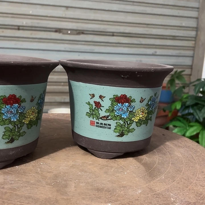 陈波绿色小号一对花盆花盆