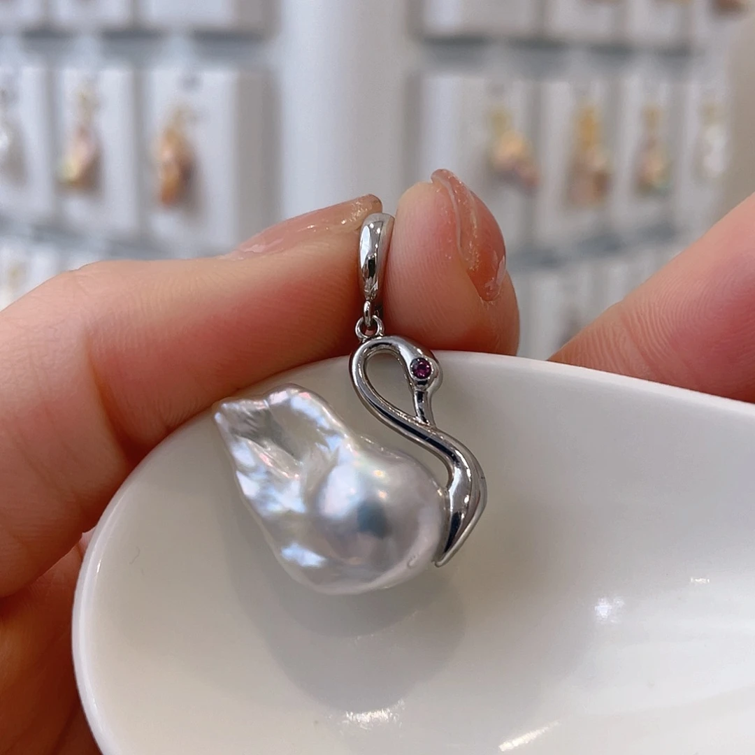 淡水珍珠天然珍珠巴洛克银S925镶嵌