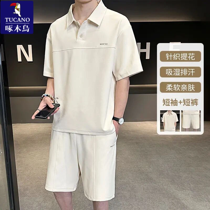 男士夏季潮流休闲运动套装短袖T恤短裤套装时尚百搭凉感舒