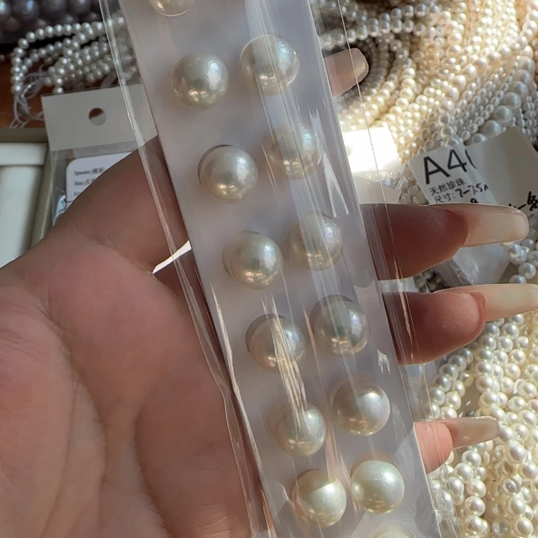 未镶嵌淡水珍珠001，一对耳钉银针11-12mm