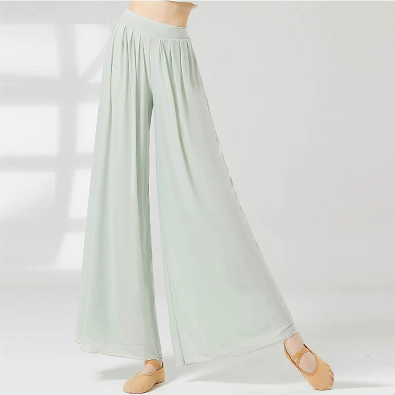 古典舞裤子垂感现代舞直筒裤网纱雪纺新款中国舞练功服舞蹈阔腿裤