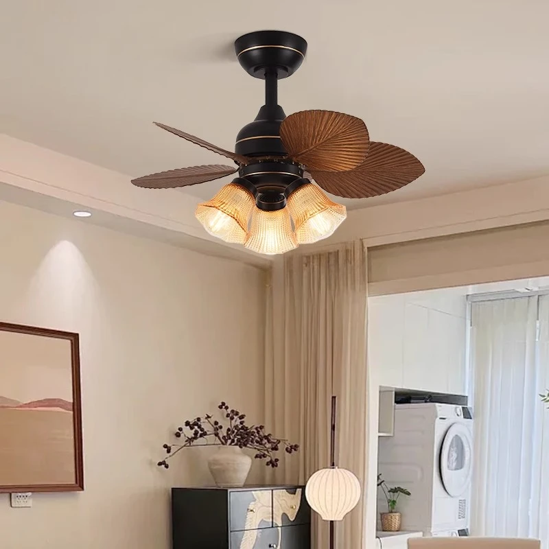 美式复古吊扇灯小尺寸26寸餐厅卧室风扇灯迷你中古静音家用吊扇灯
