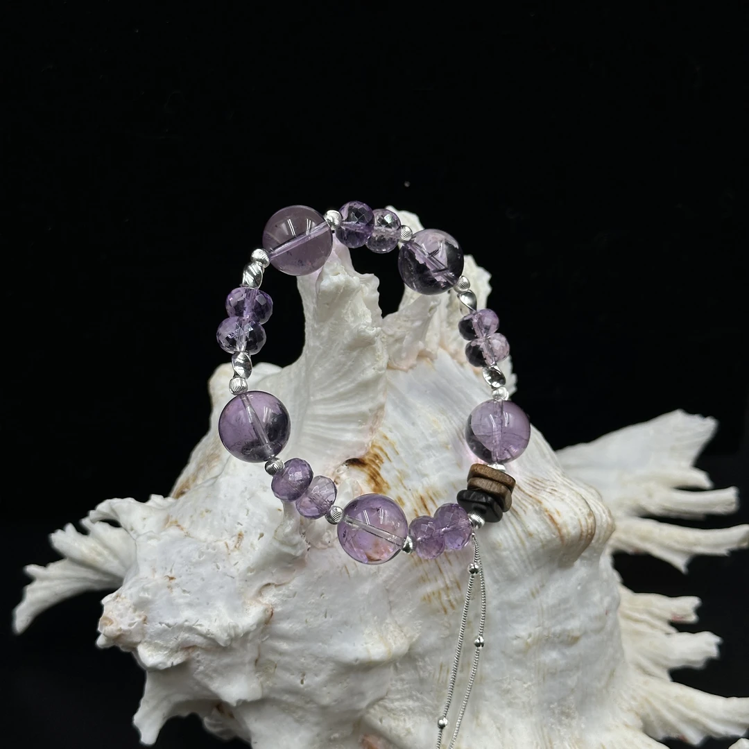 绮鱼水晶【鸢尾】原创设计款巴西紫水晶手串