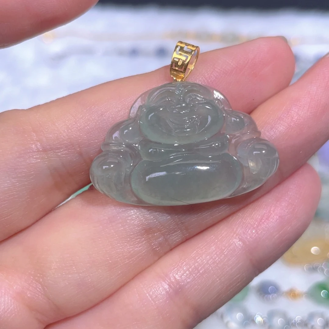 颈饰18K金镶嵌翡翠翡翠