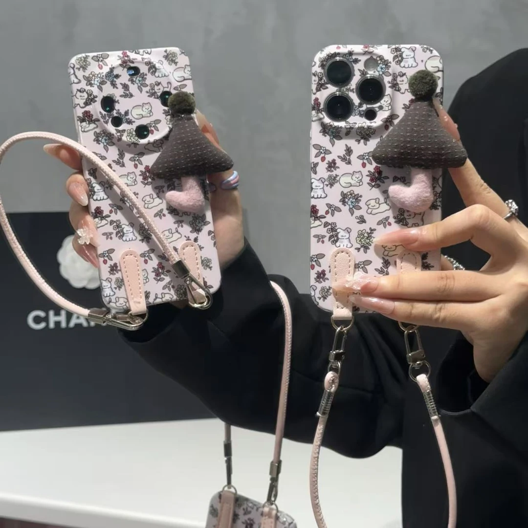 奥菲顿雨伞布偶贴件挂绳适用苹果17菲林16手机壳华为vivo小米oppo