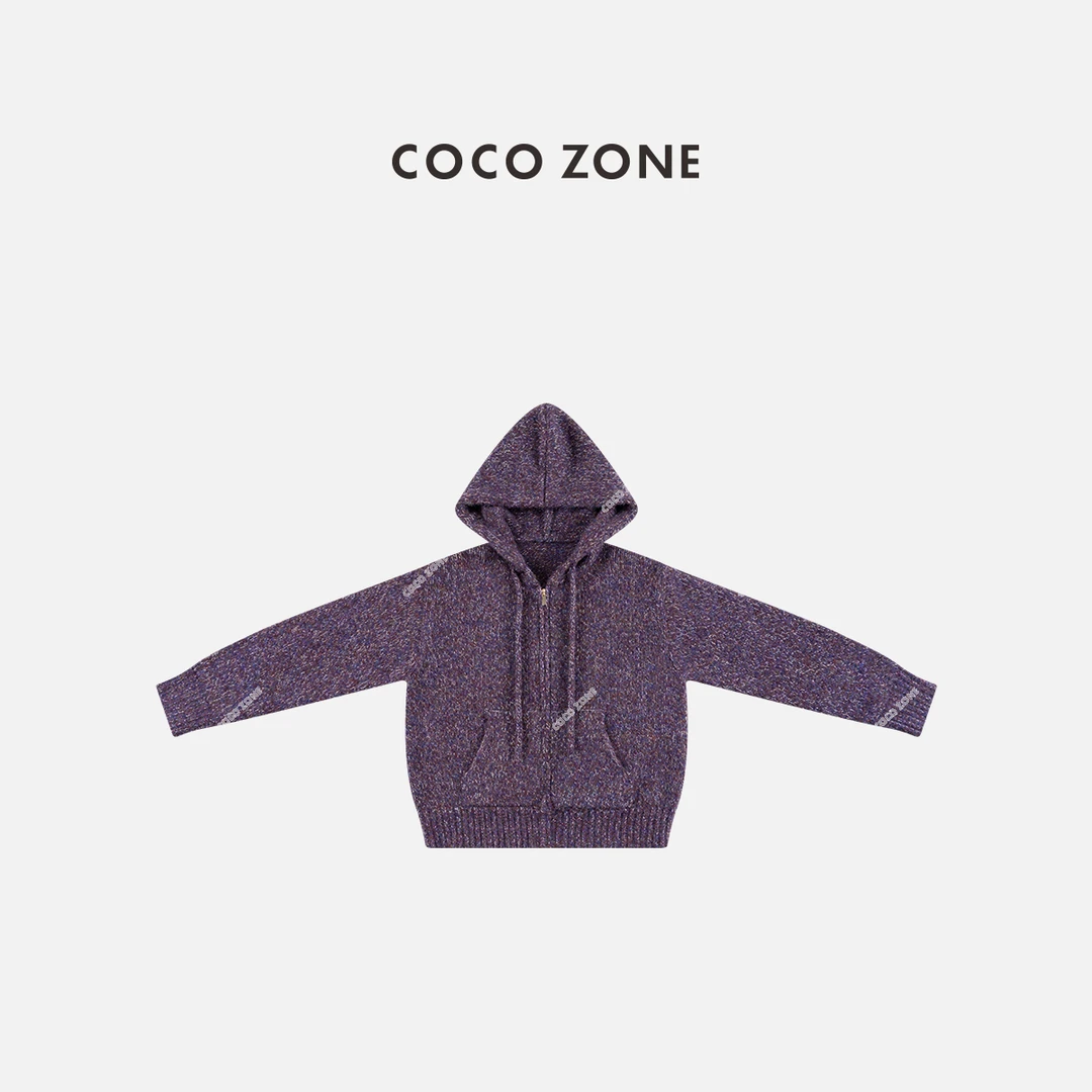 COCO ZONE 刘一一"温莎小姐" 秋冬慵懒花纱拉链针织开衫CC1D2728