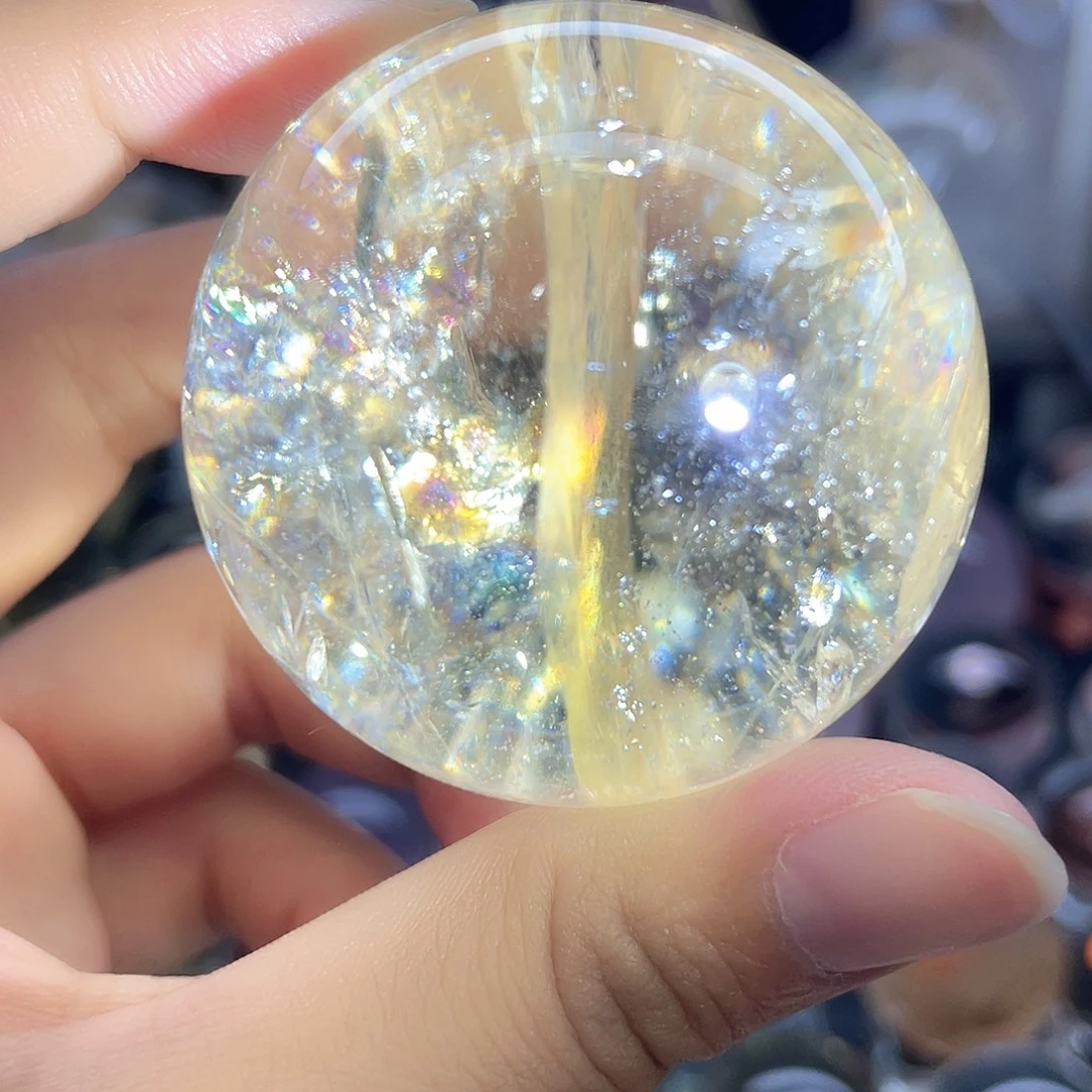 未镶嵌珠宝半成品水晶爆彩黄阿塞5.15