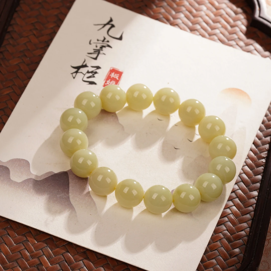 天然黄口和田玉单圈手串—多样性发其一约12mm【JJ161】