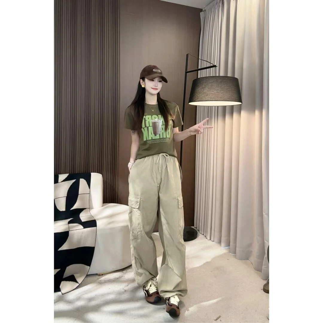 小米【高街美式】抽绳时尚百搭工装显瘦宽松休闲束脚长裤K046