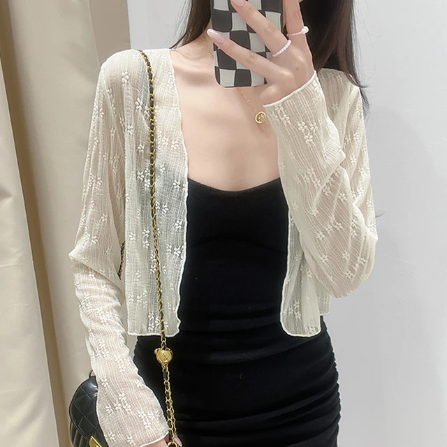 冰丝小披肩短款蕾丝防晒衣开衫女外搭夏季配吊带裙罩衫薄款短外套